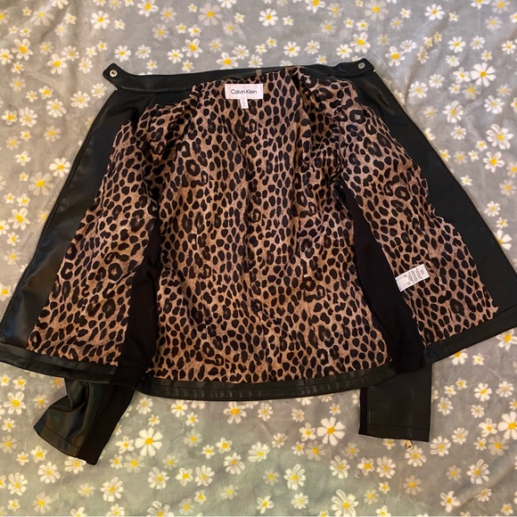 Calvin Klein Black Leather Moto Jacket - Picture 6 of 8